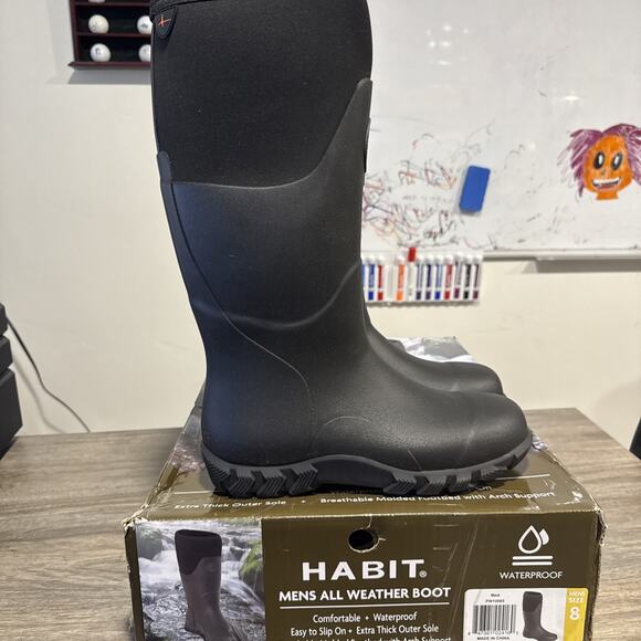 Habit Men\'s All-Weather Waterproof Rubber Boot, FW10065 Black Size 8 main image 5